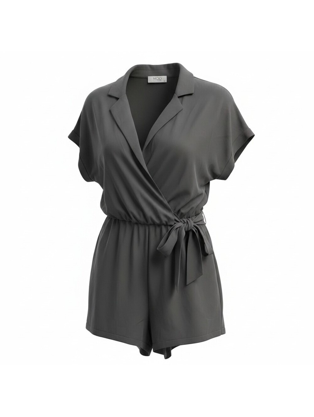 Mod On Trend Romper Womens Medium Charcoal Gray Tie Waist NWT
